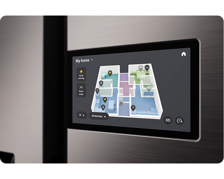 Bespoke AI külmiku ekraan, mis näitab Kaardivaadet