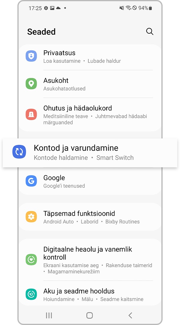 Kontod ja varundamine
