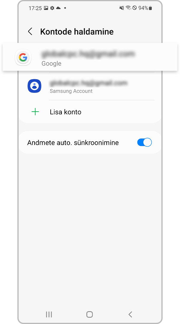 Vali Google’i konto