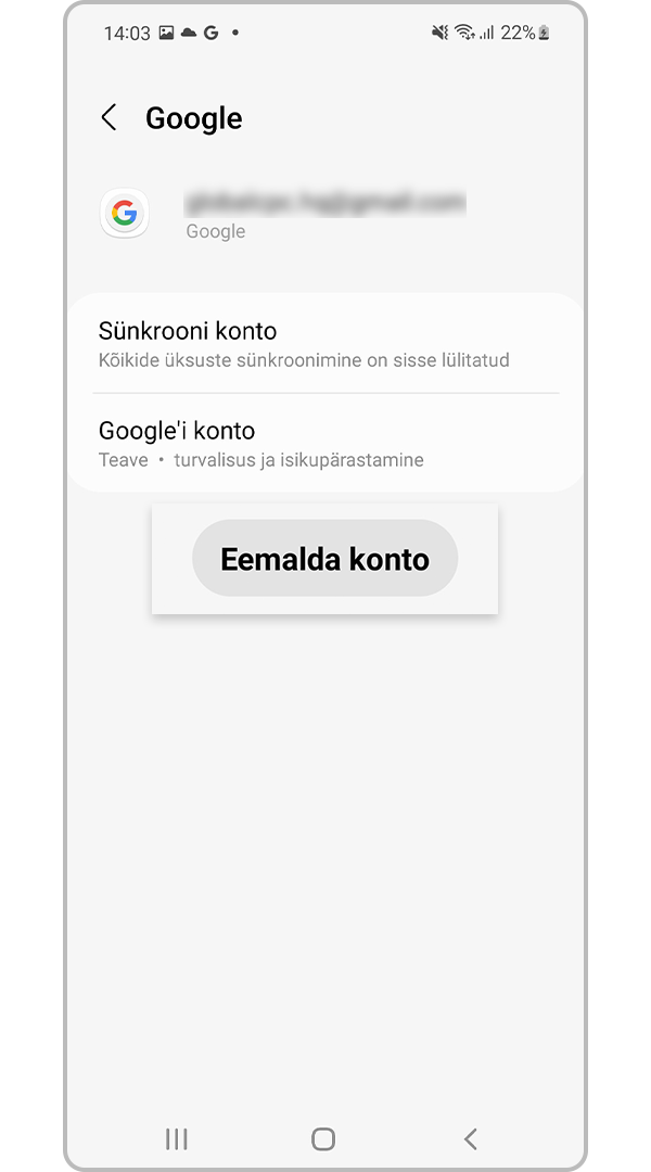 Eemalda Google’i konto