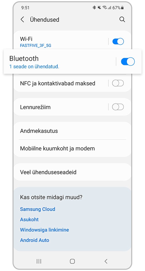 kontrollige, kas Bluetooth on lubatud