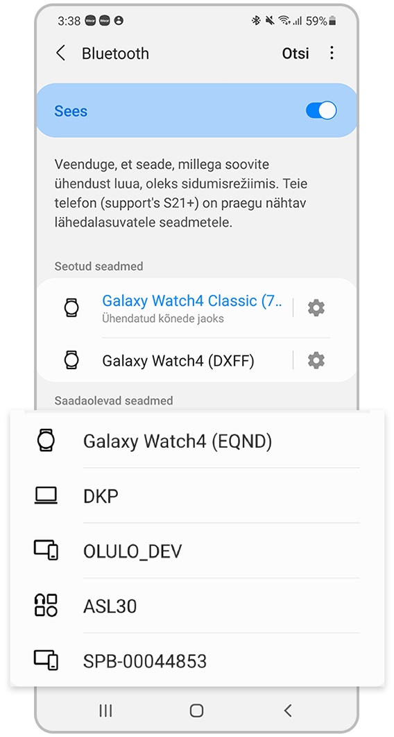 valige saa olevate seotavate seadmete hulgast