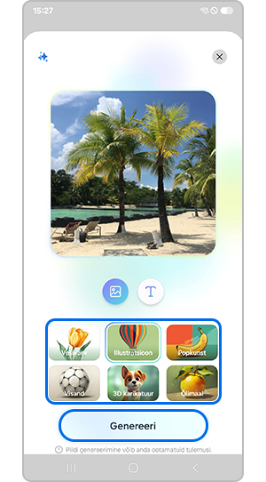 Kontseptsiooni ja valiku "Genereeri" puudutamine