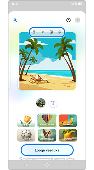 Salvestamine või uue pildi genereerimiseks kontseptsiooni puudutamine