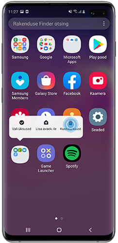 Toksake ja hoidke all kausta, seejärel toksake Kustuta