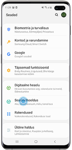 Käivitage rakendus Seade, toksake Seadme hooldus