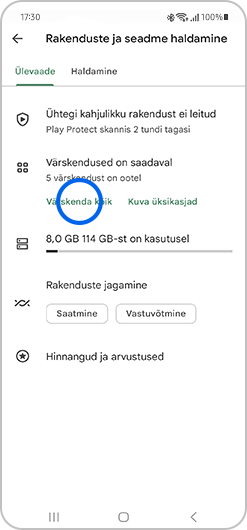 Puuduta käsku Värskenda kõik, et käivitada kõik ootel värskendused ühekorraga.