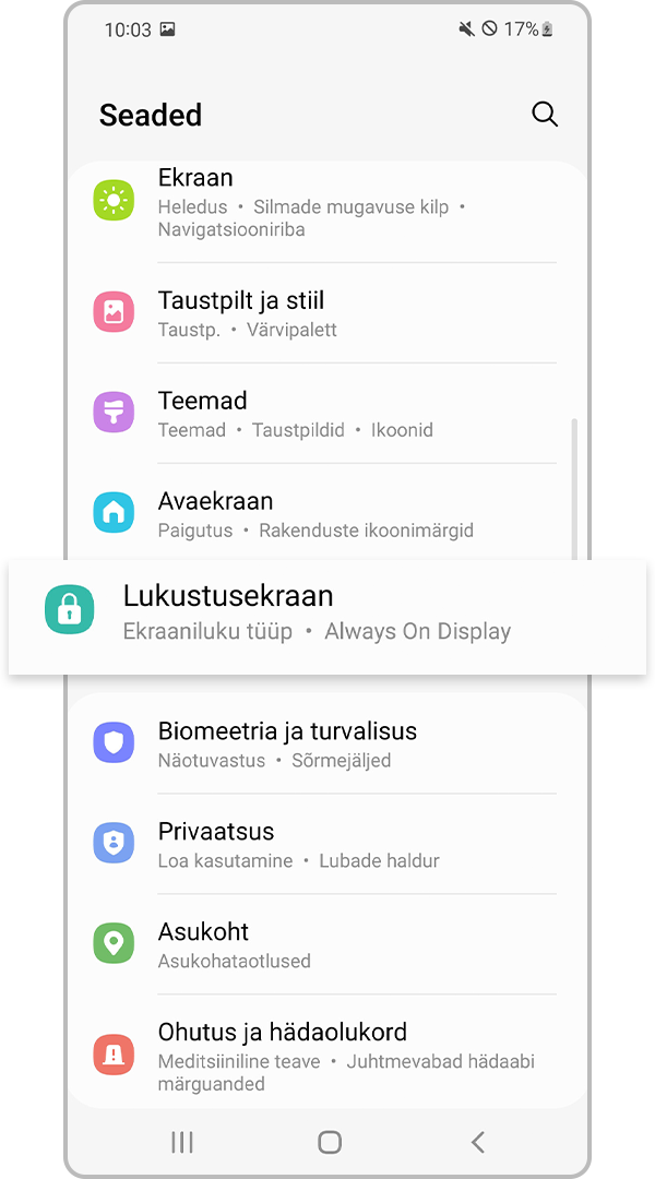 Lukustusekraani seaded