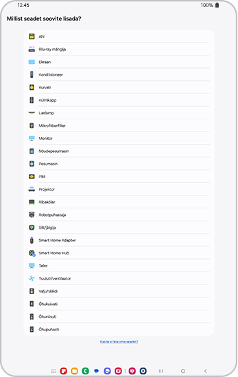 Seadmete loend, mida lisada