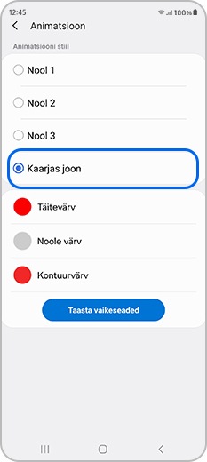 Muutke animatsiooni stiiliks kaarjas joon
