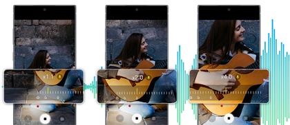 تسجيل صوت الجيتار باستخدام وظيفة تعظيم قدرة الميكروفون التي يتميز بها هاتف Note10