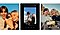 Collage de tres retratos de amor incluyendo un retrato de mascota