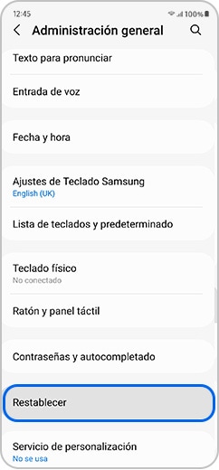 Seleccionar reestablecer