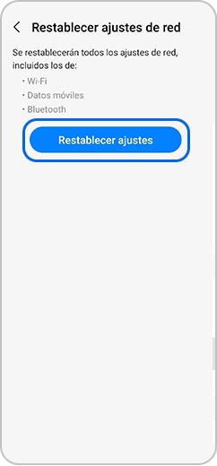 Seleccionar reestablecer ajustes