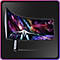 Vê-se o monitor Gaming Samsung Odyssey Neo ressaltado por cores néon. No ecrã, vê-se uma aeronave numa batalha.