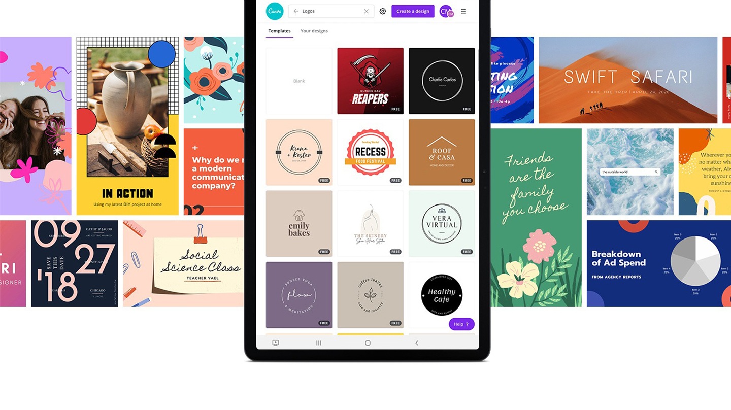 Amplia variedad de aplicaciones se muestran en una tablet de Samsung