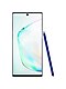 Imagen frontal de un Galaxy Note10 boca arriba con un S Pen tumbado en el lateral