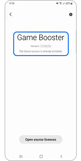 5. samm. Kuvatõmmis, kus on näha Game Boosteri rakenduse uusim versioon.