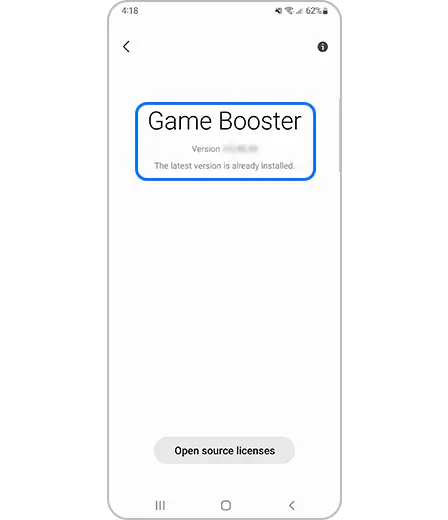 3. samm. Kuvatõmmis, kus on näha Game Boosteri rakenduse uusim versioon.