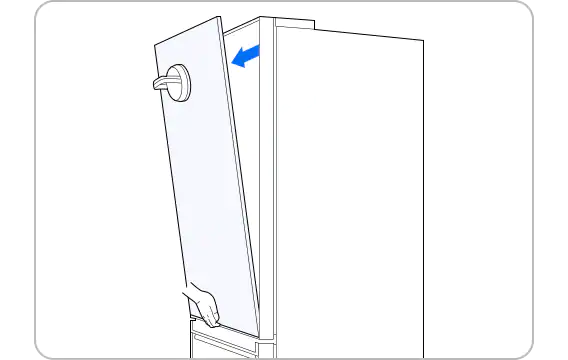 op maat koelkast bovenste deurpaneel los