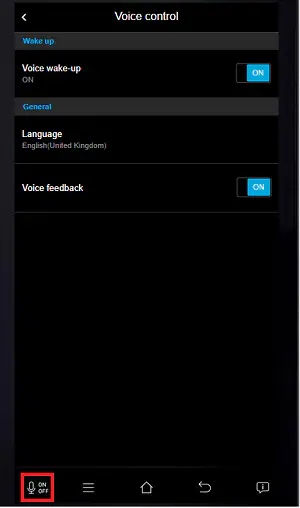El icono del micrófono está situado en la parte inferior izquierda de la pantalla