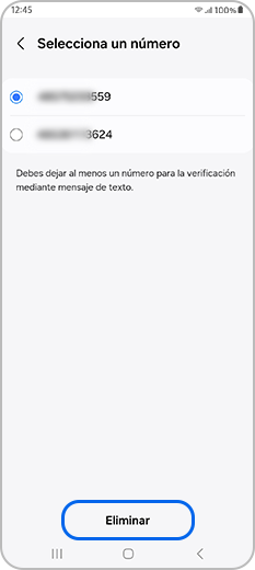 Pulsa el botón emergente de eliminar