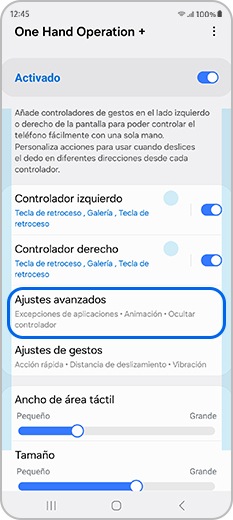 Ajuste la operación con una sola mano + asas