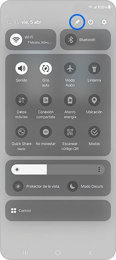 Toca el icono del lápiz en tu panel rápido
