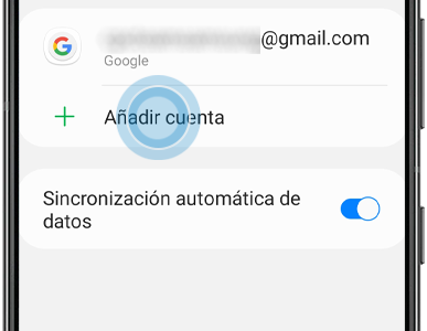 La opción Añadir Cuenta se encuentra dentro del menú Nube y cuentas.
