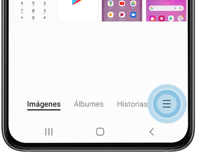 El icono de Más opciones se encuentra en la parte inferior de la pantalla.