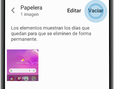 Al vaciar la papelera eliminarás permanentemente su contenido.