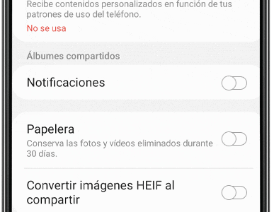 Al activar el interruptor habilitas la opción de autoborrado de la Papelera de reciclaje.