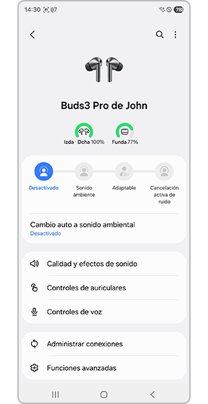 Ajustes de los auriculares