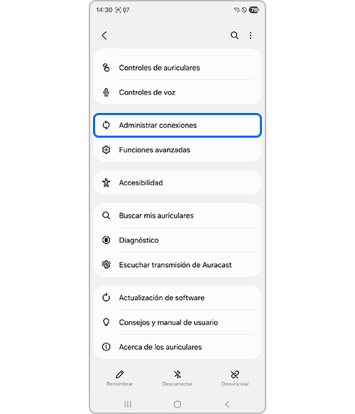 Desplázate por el menú