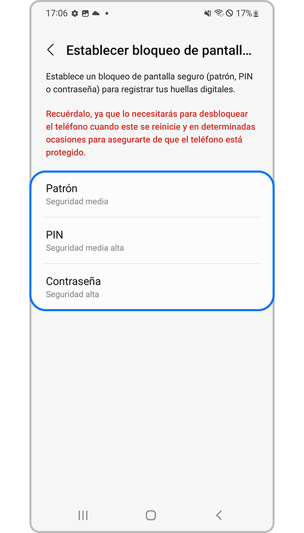 registrar el reconocimiento de huellas digitales paso 4