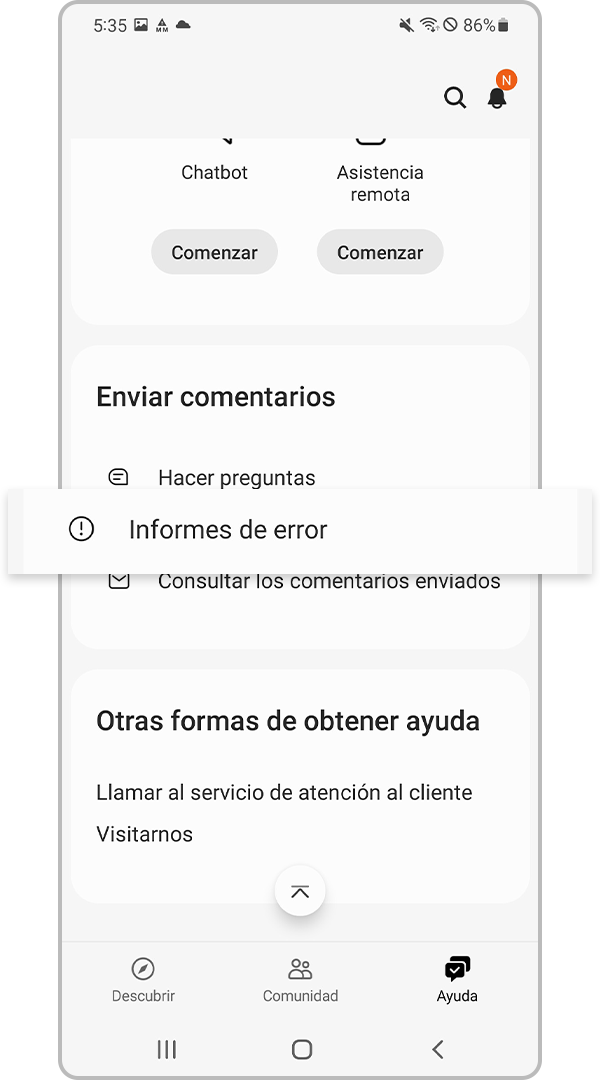 informes de error paso 1