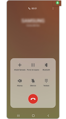 Icono verde visualizado durante una llamada cuando se tiene acceso al micrófono