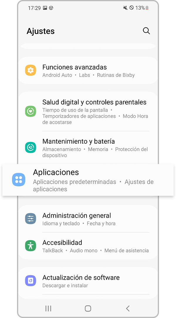 Aplicaciones Ajustes