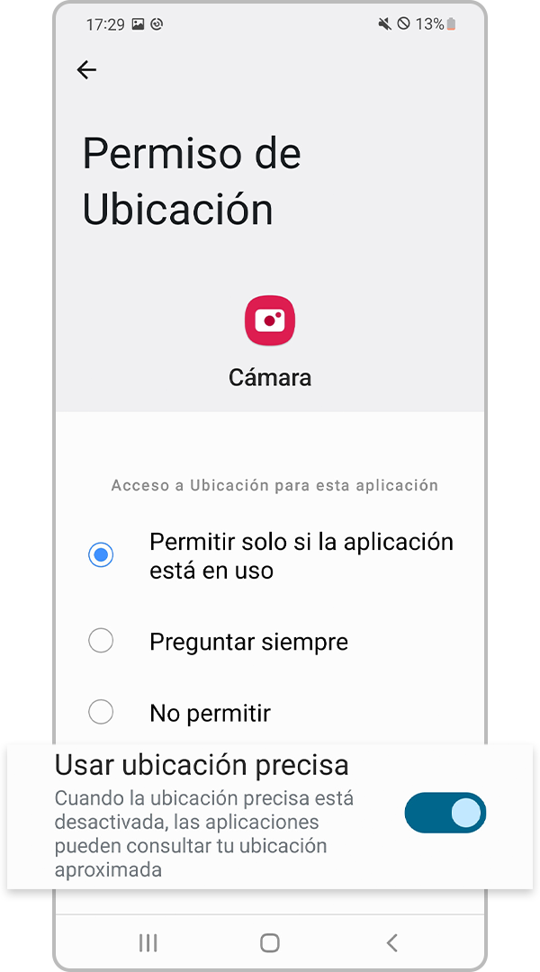 Habilitar Utilizar ubicación precisa