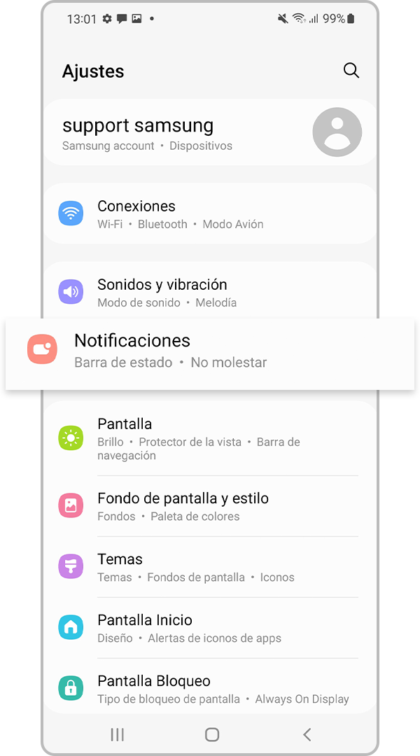 Notificaciones Ajustes