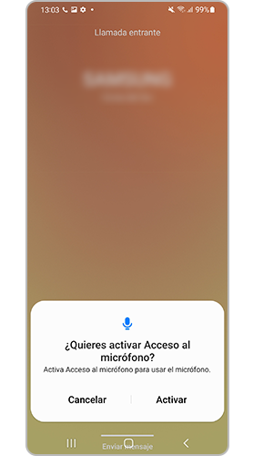Activar la ventana emergente de acceso a micrófono al hacer una llamada