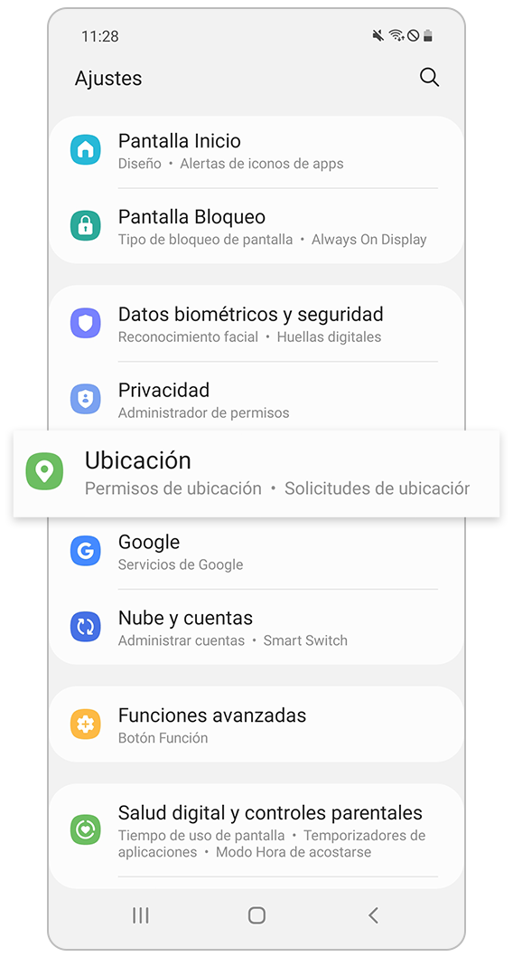 Seleccionar la ubicación desde los ajustes