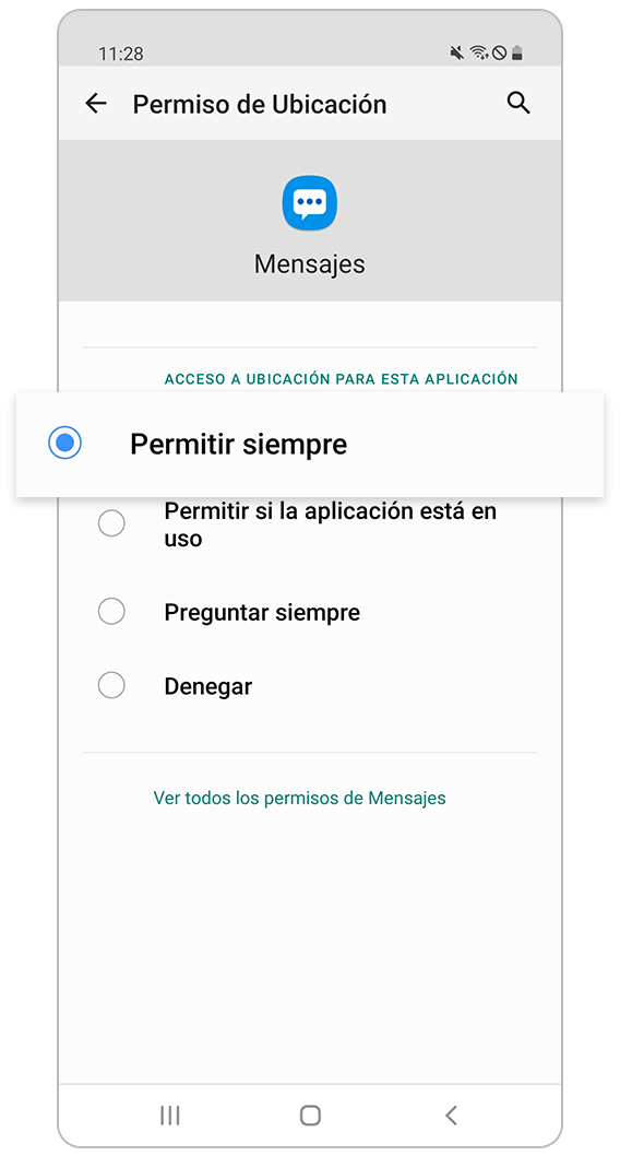 Opción preferida de permiso de ubicación