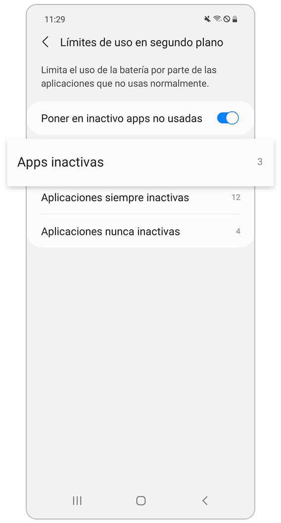 Aplicaciones inactivas