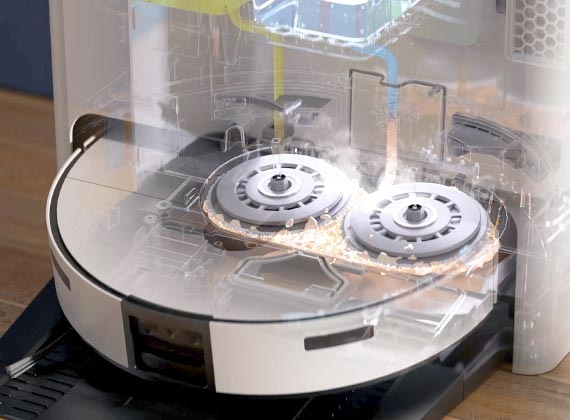 Bespoke Jet Bot™ Combo AI está en la Clean Station Steam+ y sus mopas se limpian automáticamente.