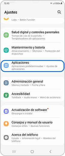 Pantalla del Smartphone con la opción Apps seleccionada