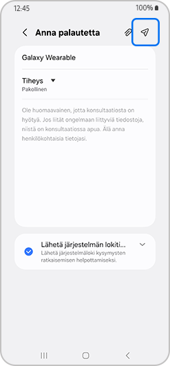 Lähetä vaihtoehto korostettu.