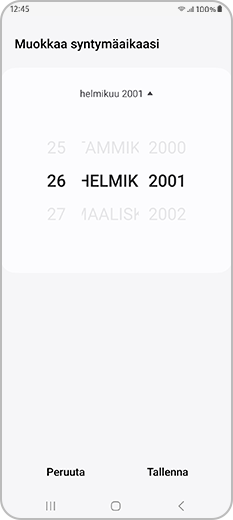 Syntymäaika ja Tallenna