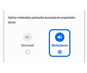 Ympäristön ääniasetukset Normaali ja Mukautuva
