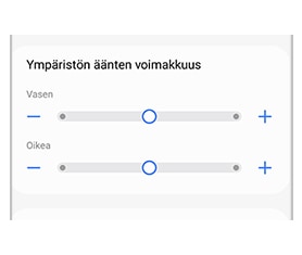 Ympäristön äänten voimakkuus -asetuksen liukusäätimet